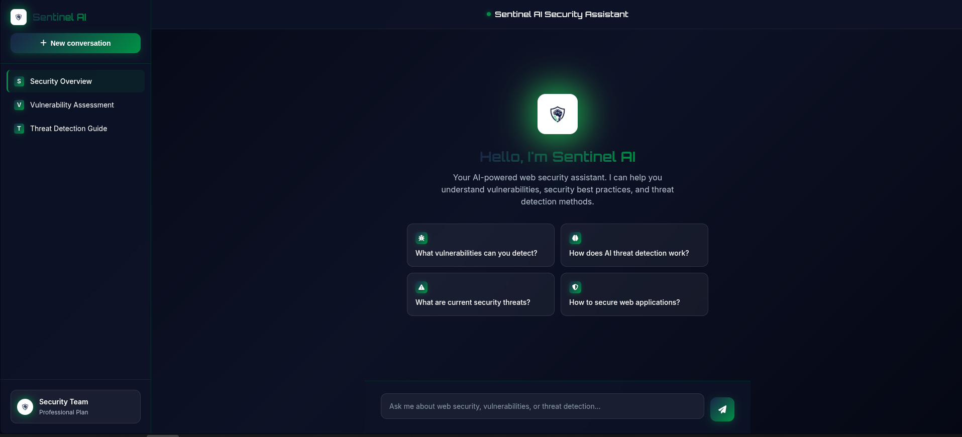 Sentinel AI Main Interface
